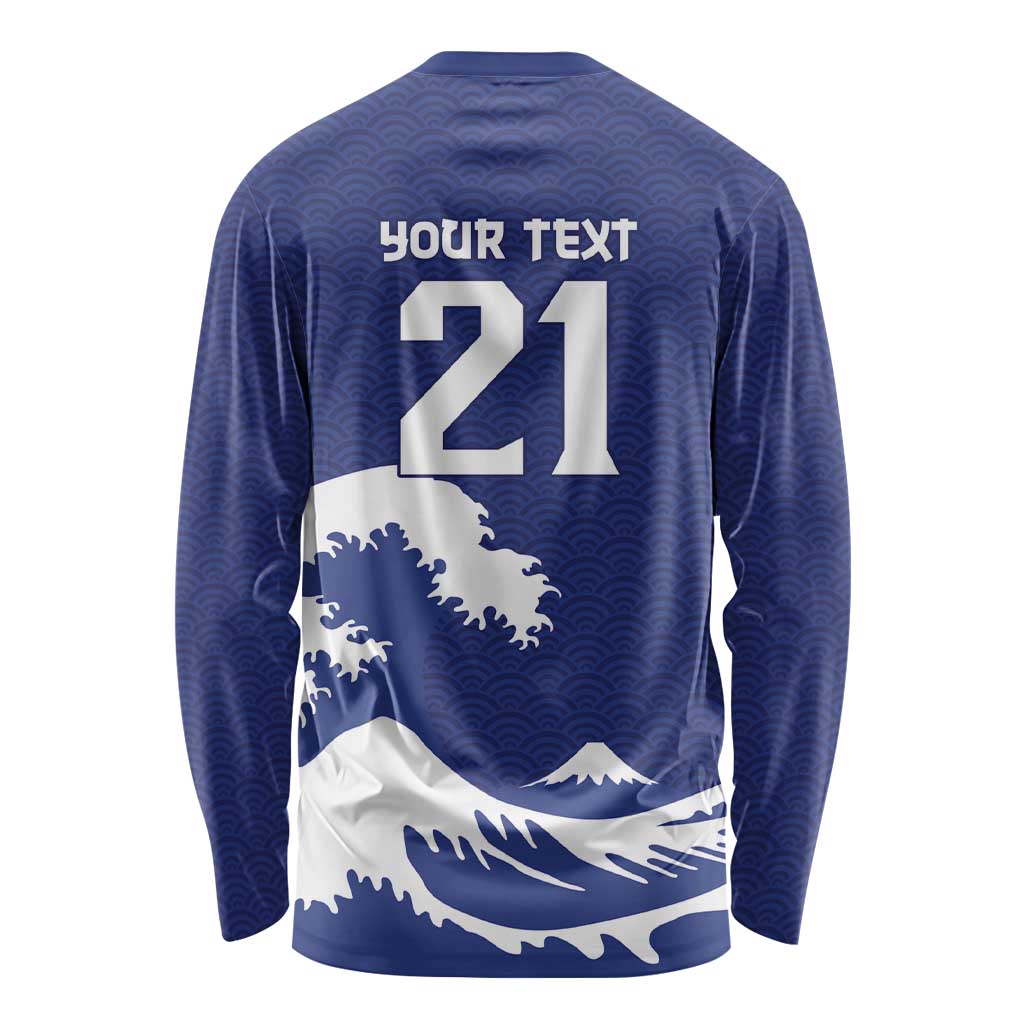 Custom Football Japan Yatagarasu Long Sleeve Shirt Tsunami Wave Pattern