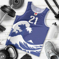 Custom Football Japan Yatagarasu Men Tank Top Tsunami Wave Pattern