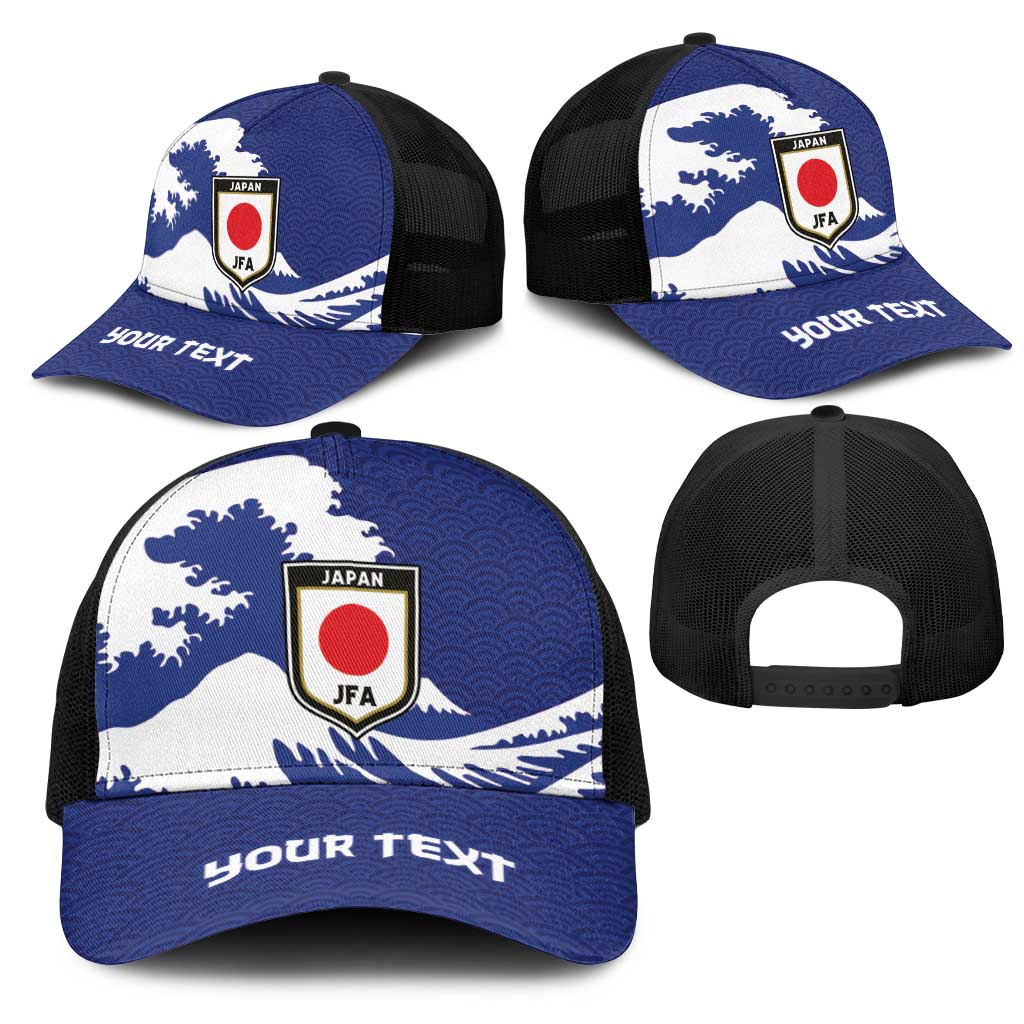 Personalized Football Japan Yatagarasu Mesh Trucker Cap Tsunami Wave Pattern