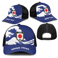 Personalized Football Japan Yatagarasu Mesh Trucker Cap Tsunami Wave Pattern