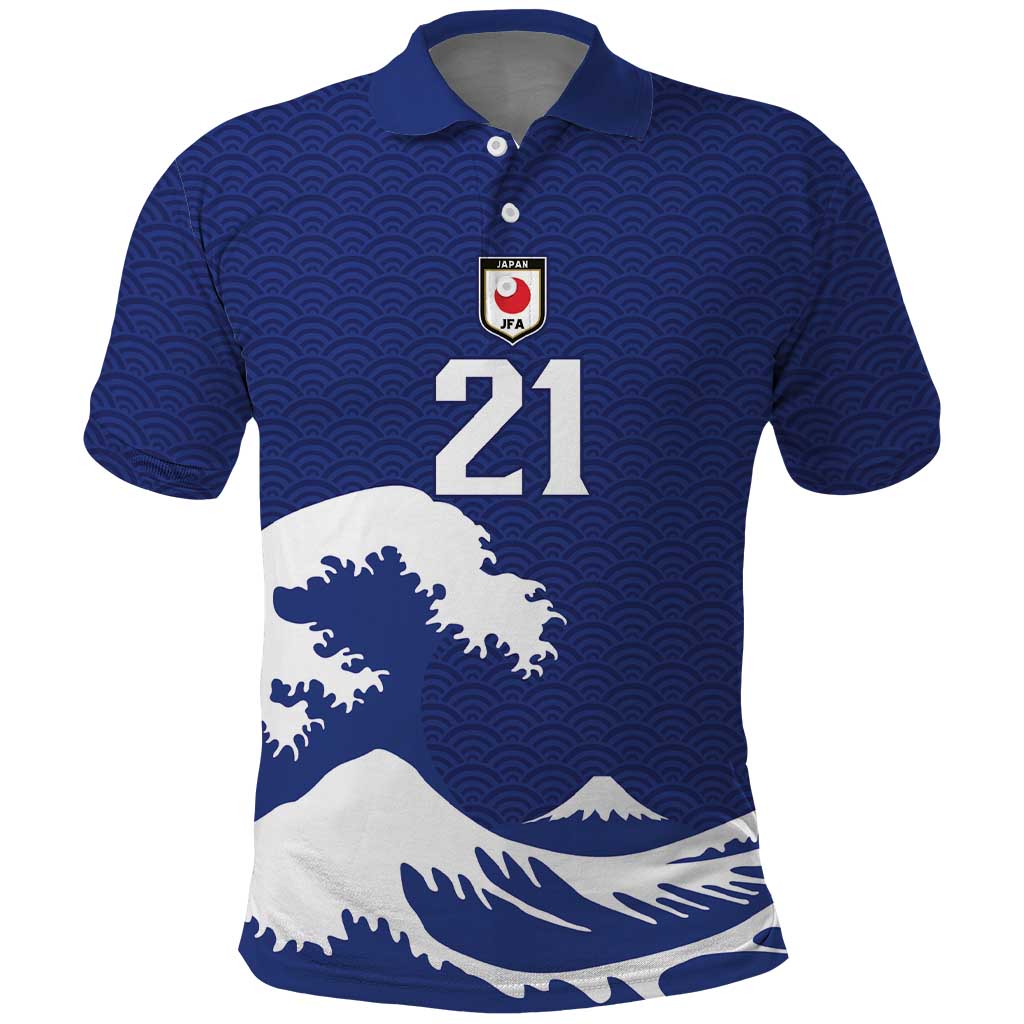 Custom Football Japan Yatagarasu Polo Shirt Tsunami Wave Pattern