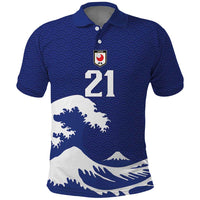 Custom Football Japan Yatagarasu Polo Shirt Tsunami Wave Pattern