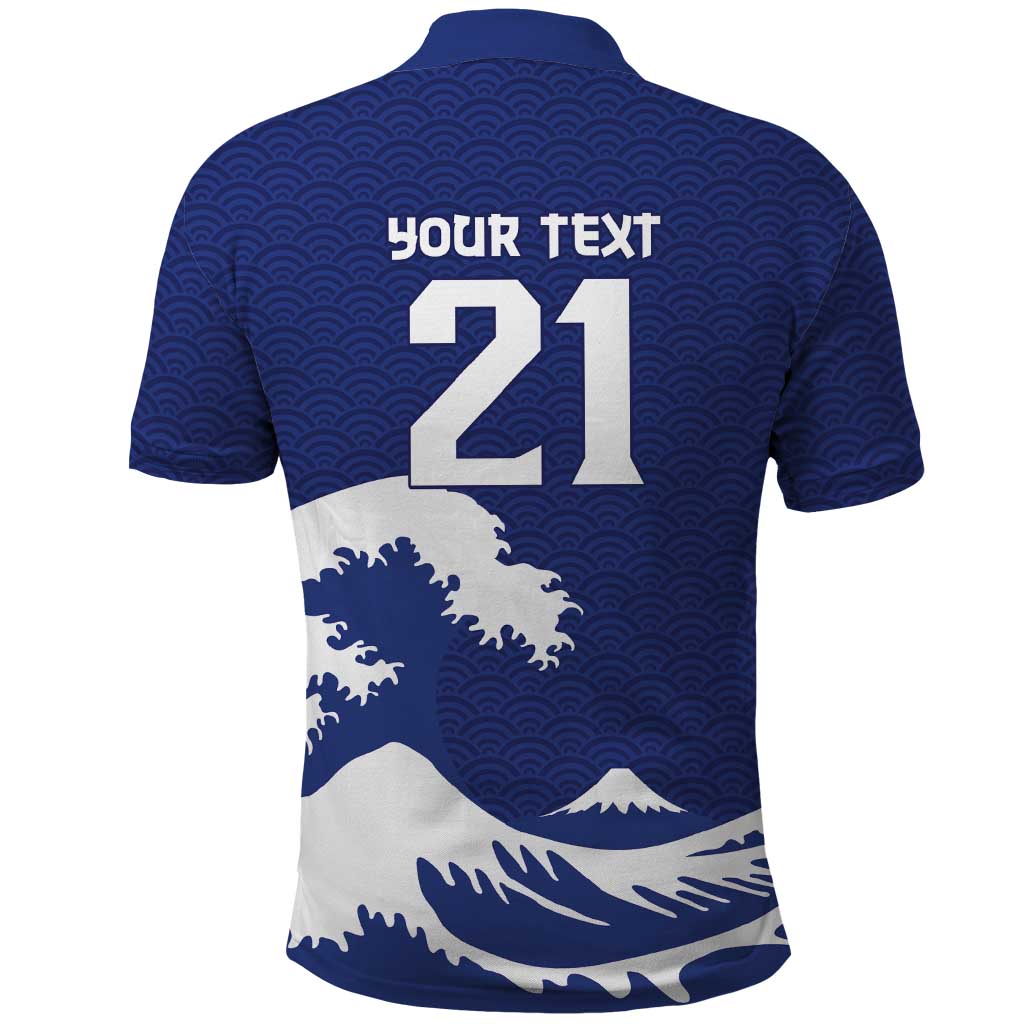 Custom Football Japan Yatagarasu Polo Shirt Tsunami Wave Pattern
