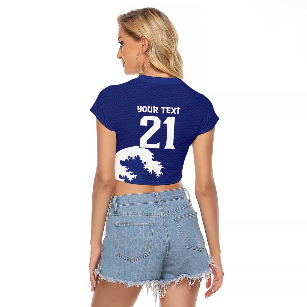 Custom Football Japan Yatagarasu Raglan Cropped T Shirt Tsunami Wave Pattern