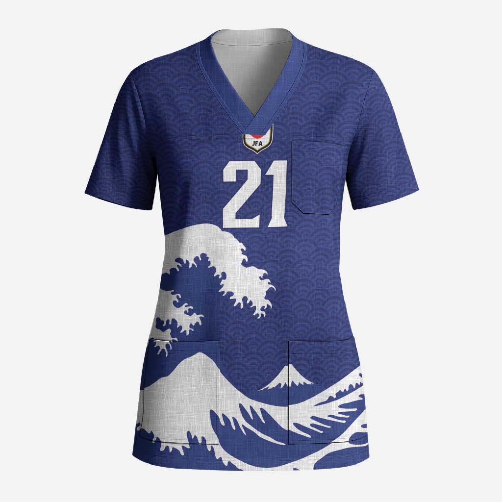 Custom Football Japan Yatagarasu Scrub Top Tsunami Wave Pattern