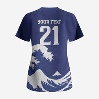 Custom Football Japan Yatagarasu Scrub Top Tsunami Wave Pattern