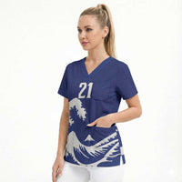 Custom Football Japan Yatagarasu Scrub Top Tsunami Wave Pattern