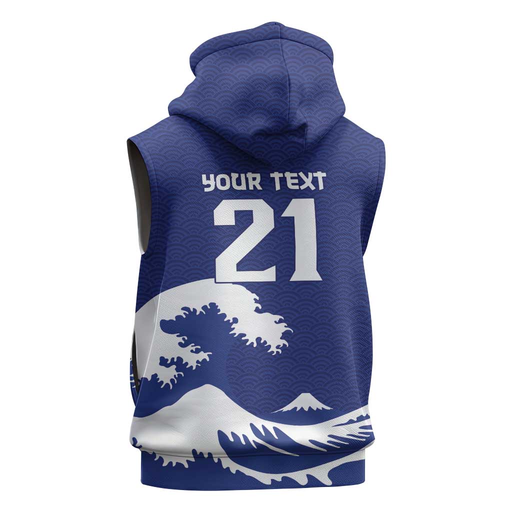 Custom Football Japan Yatagarasu Sleeveless Hoodie Tsunami Wave Pattern