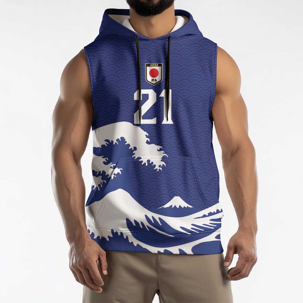 Custom Football Japan Yatagarasu Sleeveless Hoodie Tsunami Wave Pattern