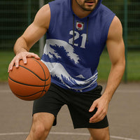 Custom Football Japan Yatagarasu Sleeveless Hoodie Tsunami Wave Pattern