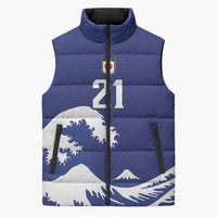 Custom Football Japan Yatagarasu Sleeveless Puffer Jacket Tsunami Wave Pattern