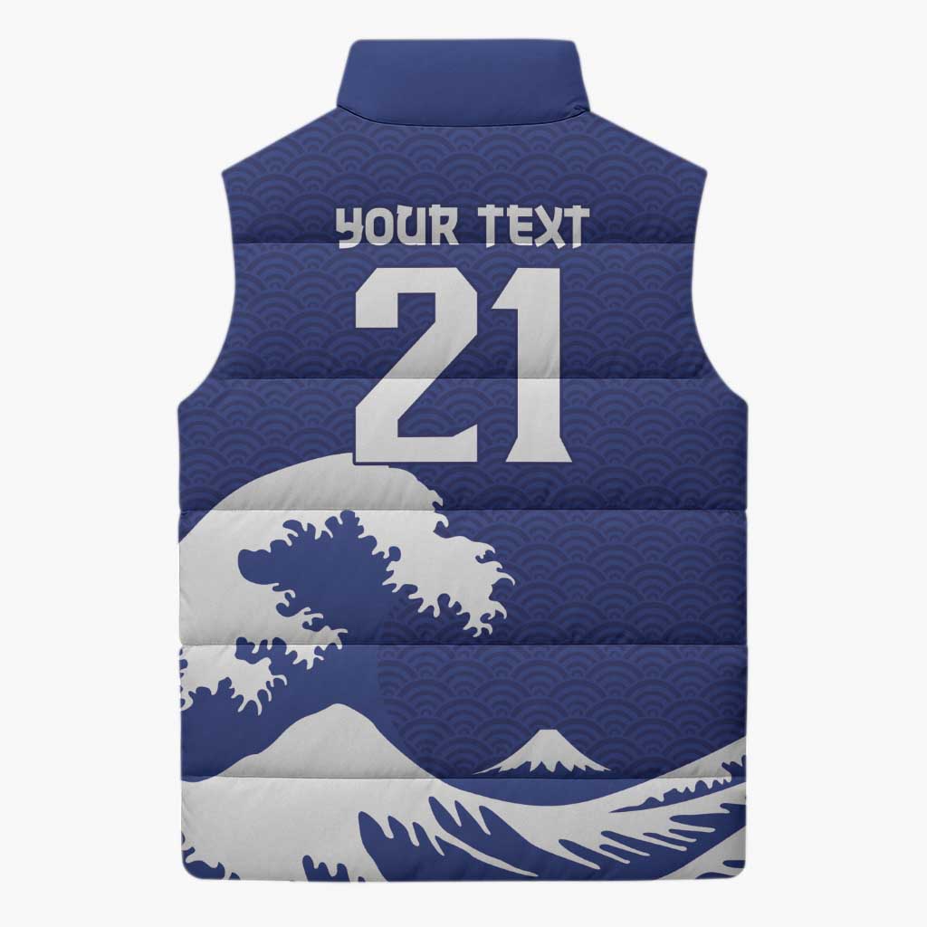 Custom Football Japan Yatagarasu Sleeveless Puffer Jacket Tsunami Wave Pattern