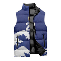 Custom Football Japan Yatagarasu Sleeveless Puffer Jacket Tsunami Wave Pattern