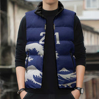 Custom Football Japan Yatagarasu Sleeveless Puffer Jacket Tsunami Wave Pattern