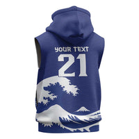 Custom Football Japan Yatagarasu Sleeveless Zip Hoodie Tsunami Wave Pattern