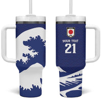 Custom Football Japan Yatagarasu Tumbler With Handle Tsunami Wave Pattern