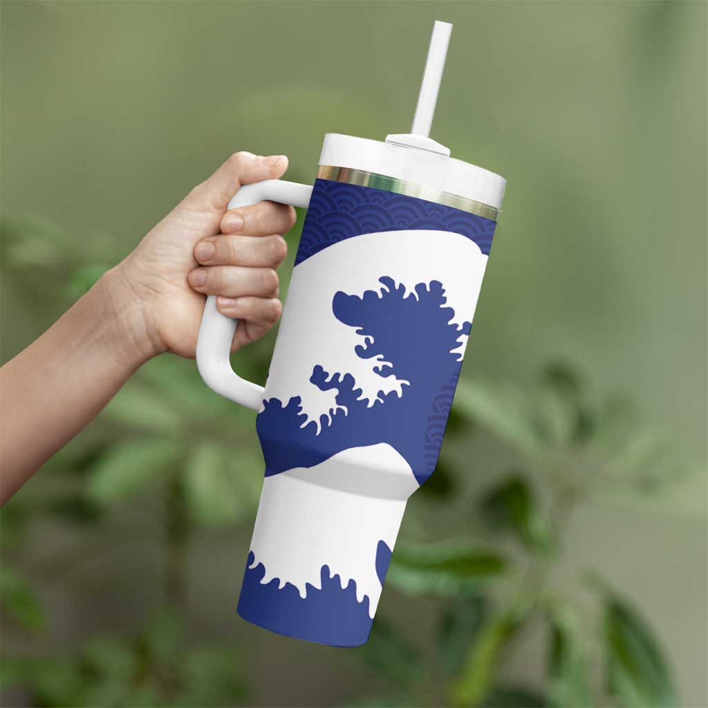 Custom Football Japan Yatagarasu Tumbler With Handle Tsunami Wave Pattern