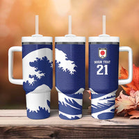 Custom Football Japan Yatagarasu Tumbler With Handle Tsunami Wave Pattern