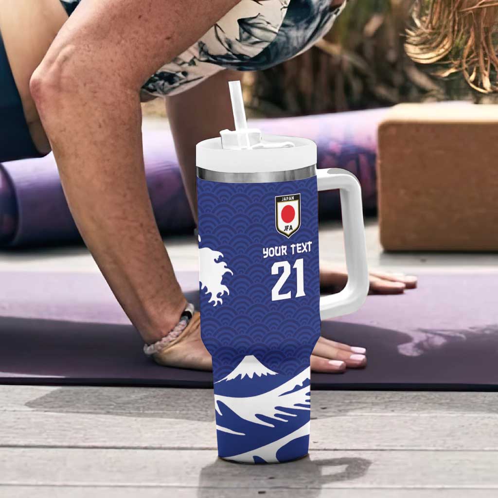 Custom Football Japan Yatagarasu Tumbler With Handle Tsunami Wave Pattern
