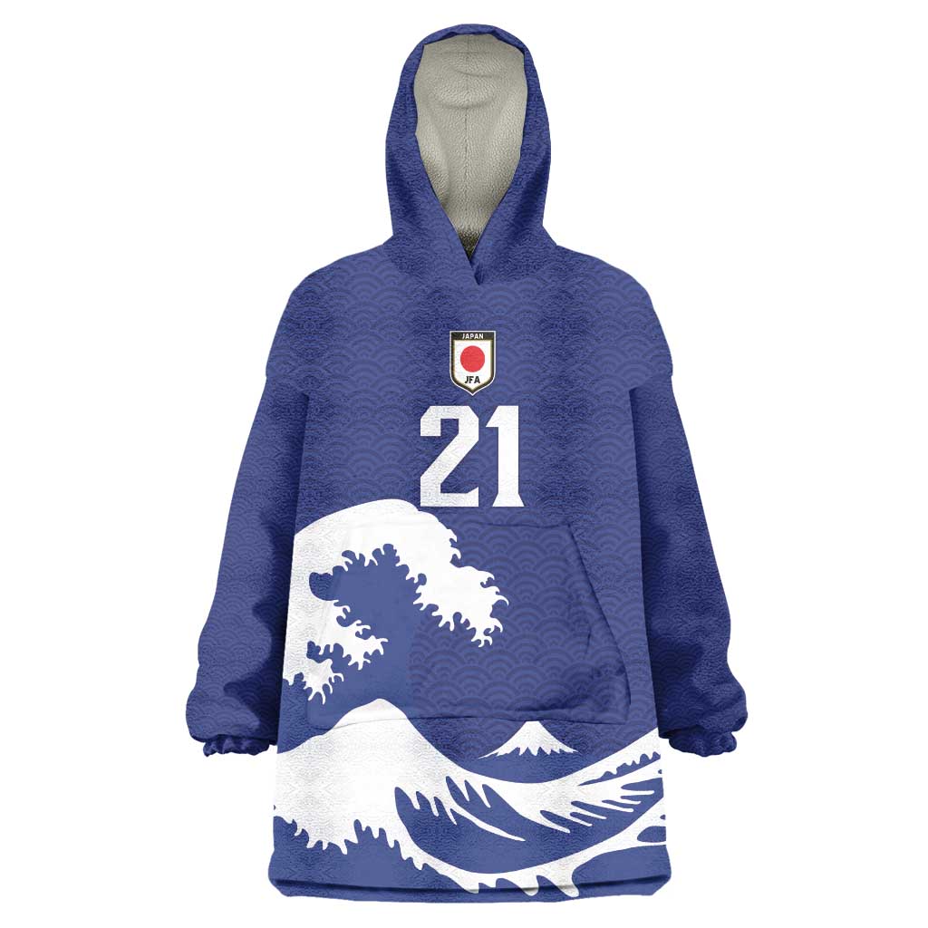 Custom Football Japan Yatagarasu Wearable Blanket Hoodie Tsunami Wave Pattern
