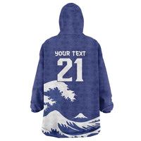 Custom Football Japan Yatagarasu Wearable Blanket Hoodie Tsunami Wave Pattern