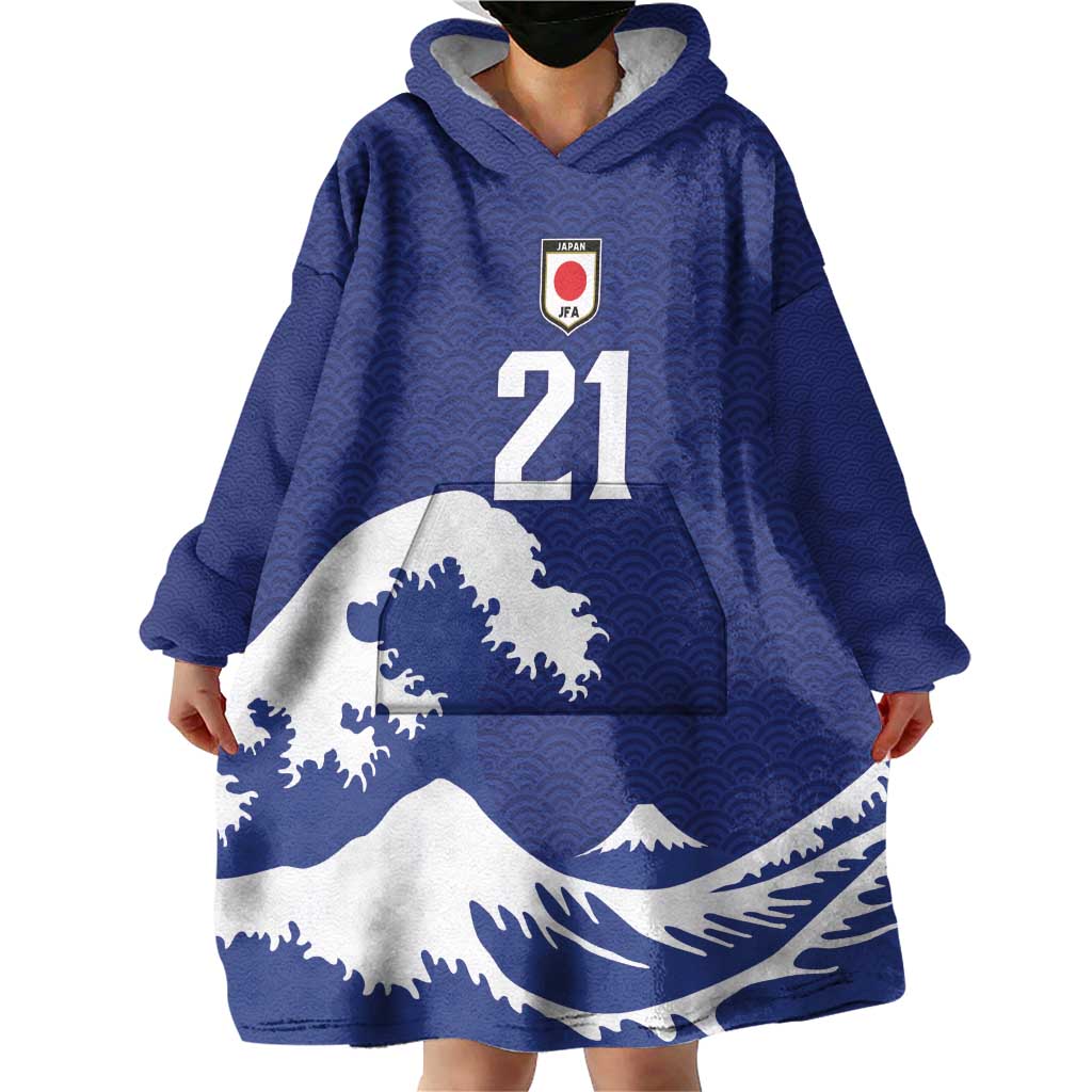 Custom Football Japan Yatagarasu Wearable Blanket Hoodie Tsunami Wave Pattern