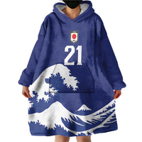 Custom Football Japan Yatagarasu Wearable Blanket Hoodie Tsunami Wave Pattern