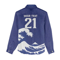 Custom Football Japan Yatagarasu Women Casual Shirt Tsunami Wave Pattern