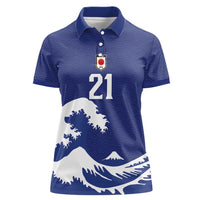 Custom Football Japan Yatagarasu Women Polo Shirt Tsunami Wave Pattern