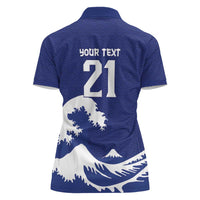 Custom Football Japan Yatagarasu Women Polo Shirt Tsunami Wave Pattern