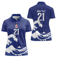 Custom Football Japan Yatagarasu Women Polo Shirt Tsunami Wave Pattern