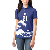 Custom Football Japan Yatagarasu Women Polo Shirt Tsunami Wave Pattern
