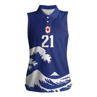 Custom Football Japan Yatagarasu Women Sleeveless Polo Shirt Tsunami Wave Pattern