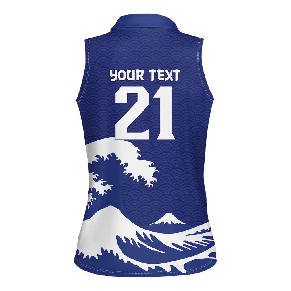 Custom Football Japan Yatagarasu Women Sleeveless Polo Shirt Tsunami Wave Pattern