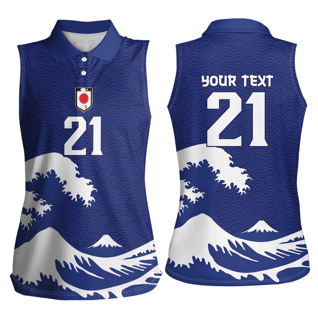 Custom Football Japan Yatagarasu Women Sleeveless Polo Shirt Tsunami Wave Pattern