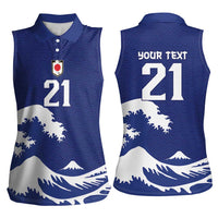 Custom Football Japan Yatagarasu Women Sleeveless Polo Shirt Tsunami Wave Pattern
