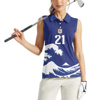 Custom Football Japan Yatagarasu Women Sleeveless Polo Shirt Tsunami Wave Pattern