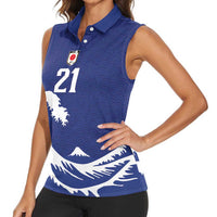 Custom Football Japan Yatagarasu Women Sleeveless Polo Shirt Tsunami Wave Pattern