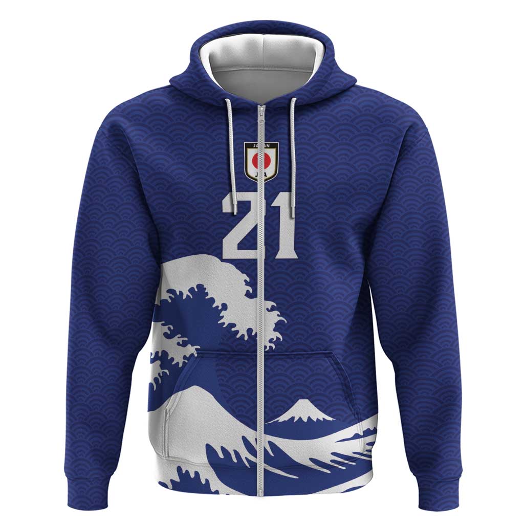 Custom Football Japan Yatagarasu Zip Hoodie Tsunami Wave Pattern