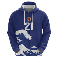 Custom Football Japan Yatagarasu Zip Hoodie Tsunami Wave Pattern