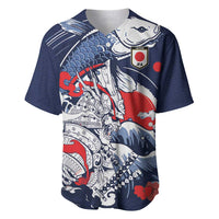Personalized Football Japan Yatagarasu Baseball Jersey Blue Samurai Tsunami Wave Pattern