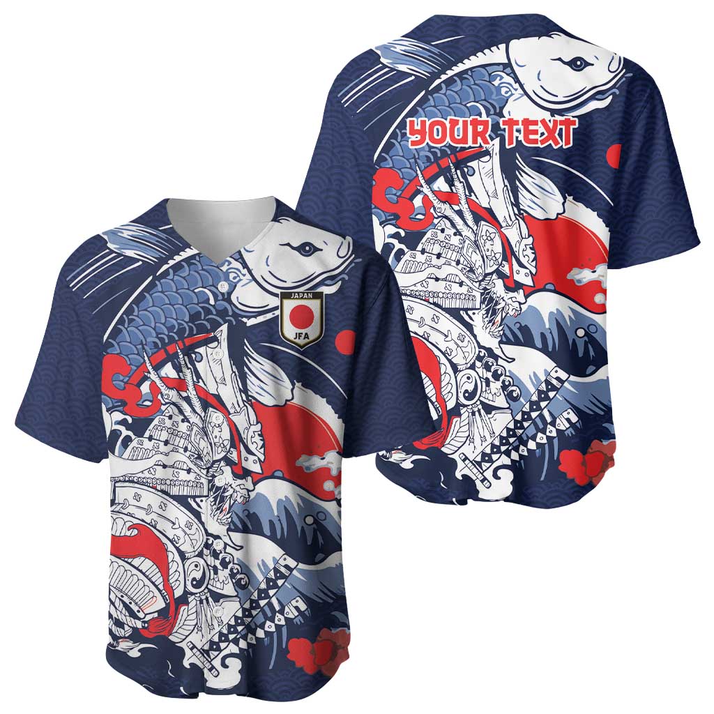 Personalized Football Japan Yatagarasu Baseball Jersey Blue Samurai Tsunami Wave Pattern