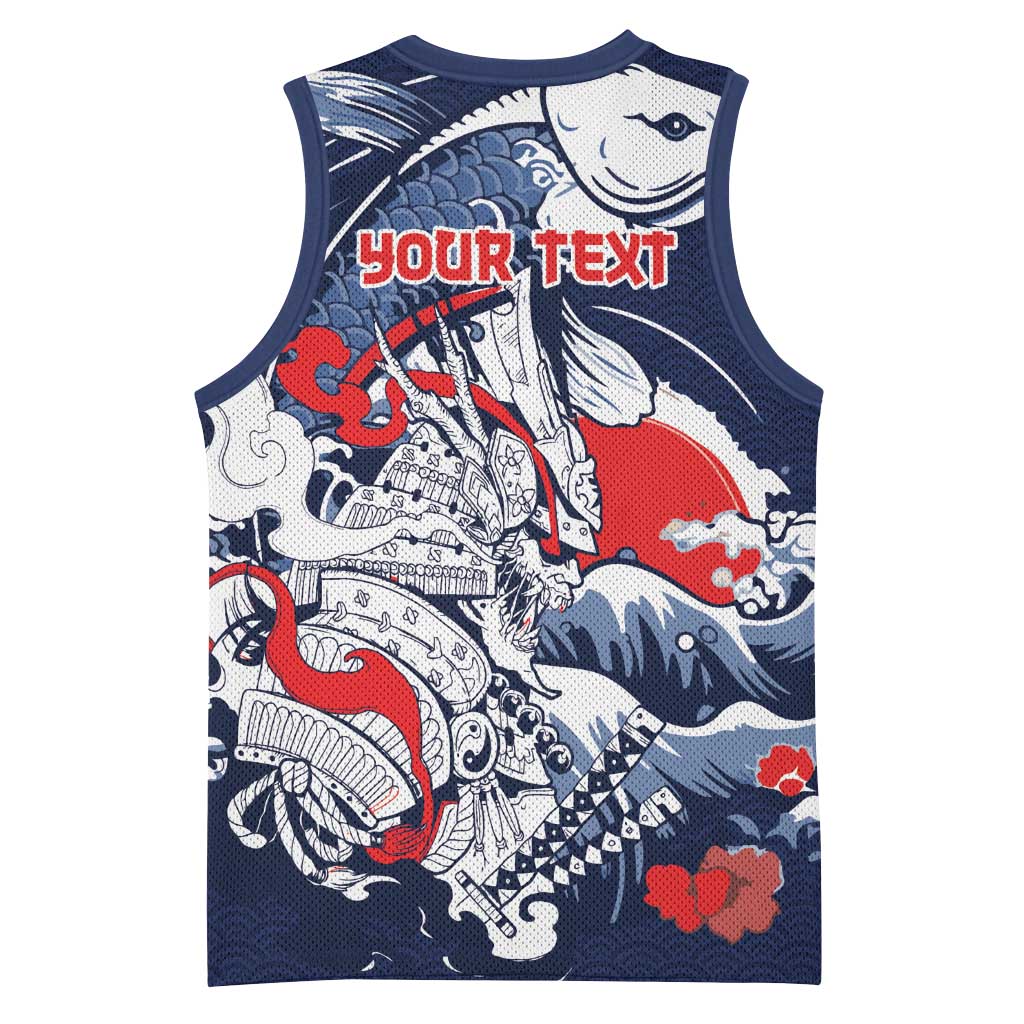 Personalized Football Japan Yatagarasu Basketball Jersey Blue Samurai Tsunami Wave Pattern