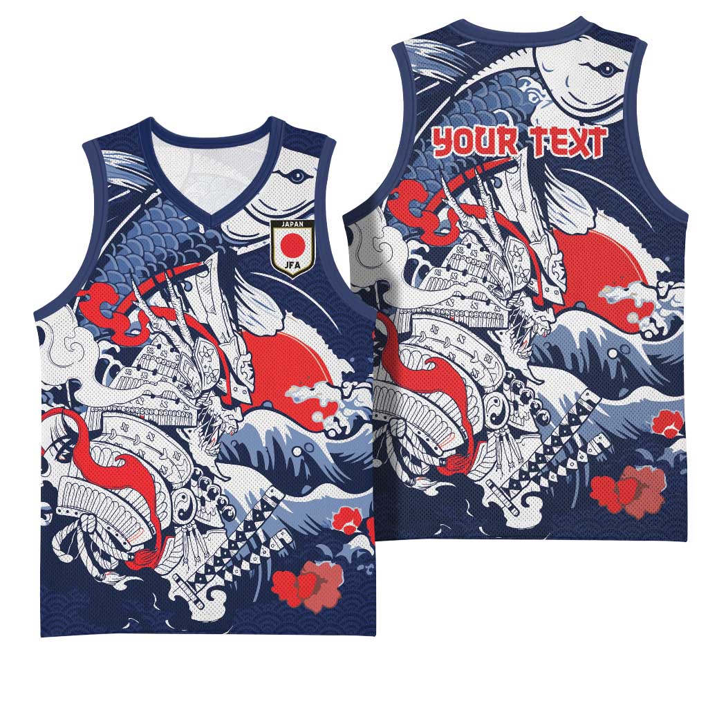 Personalized Football Japan Yatagarasu Basketball Jersey Blue Samurai Tsunami Wave Pattern