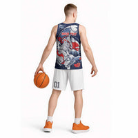 Personalized Football Japan Yatagarasu Basketball Jersey Blue Samurai Tsunami Wave Pattern