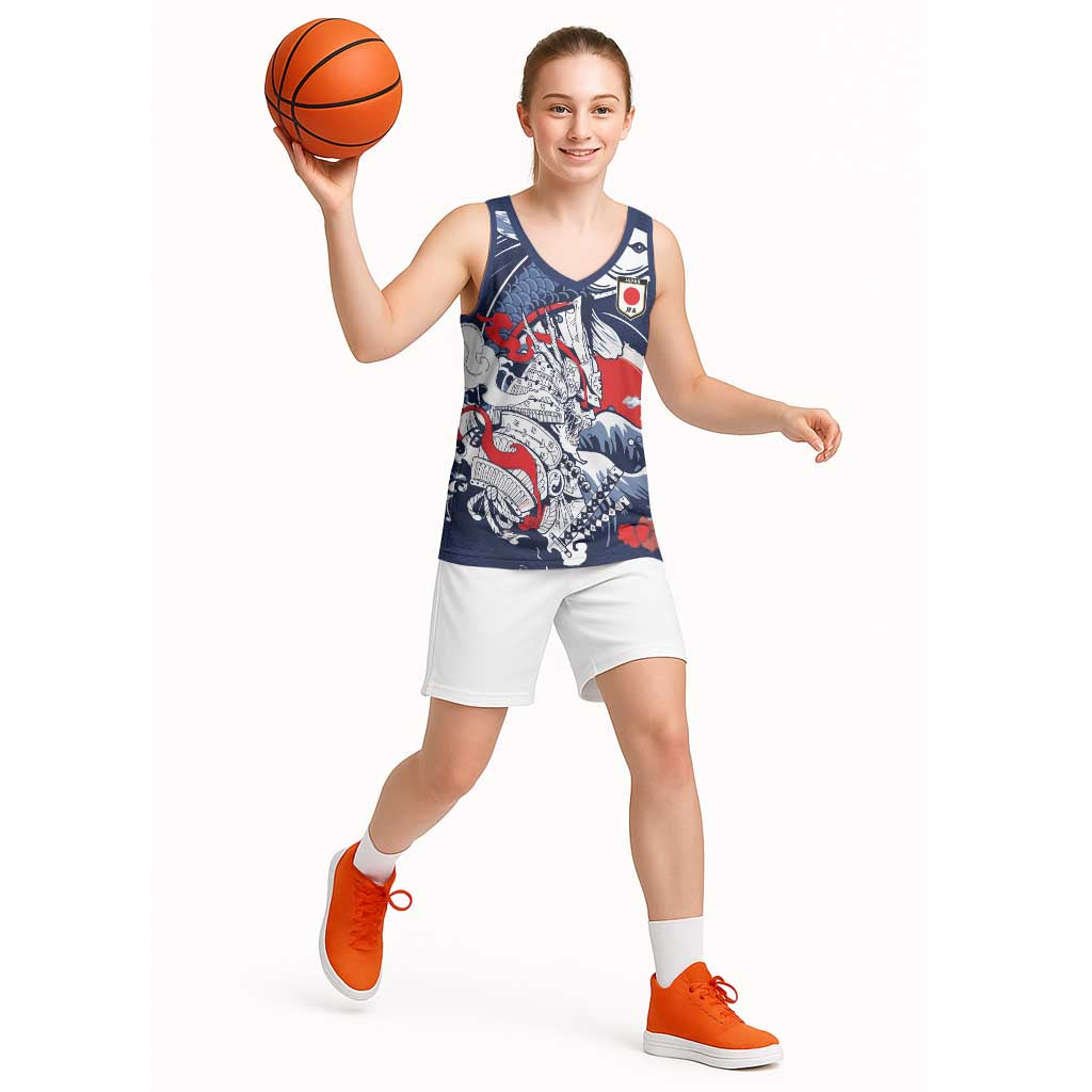 Personalized Football Japan Yatagarasu Basketball Jersey Blue Samurai Tsunami Wave Pattern