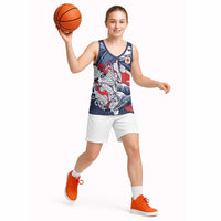 Personalized Football Japan Yatagarasu Basketball Jersey Blue Samurai Tsunami Wave Pattern