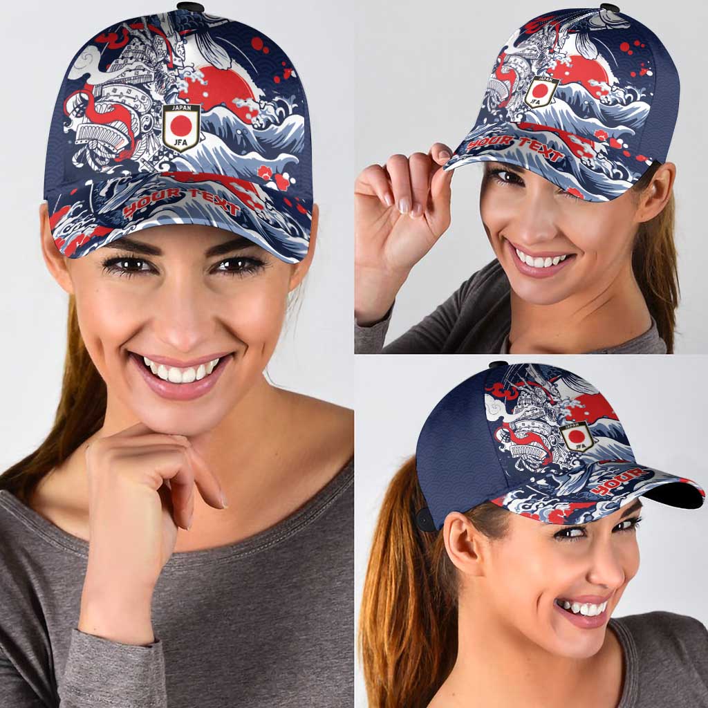 Personalized Football Japan Yatagarasu Classic Cap Blue Samurai Tsunami Wave Pattern