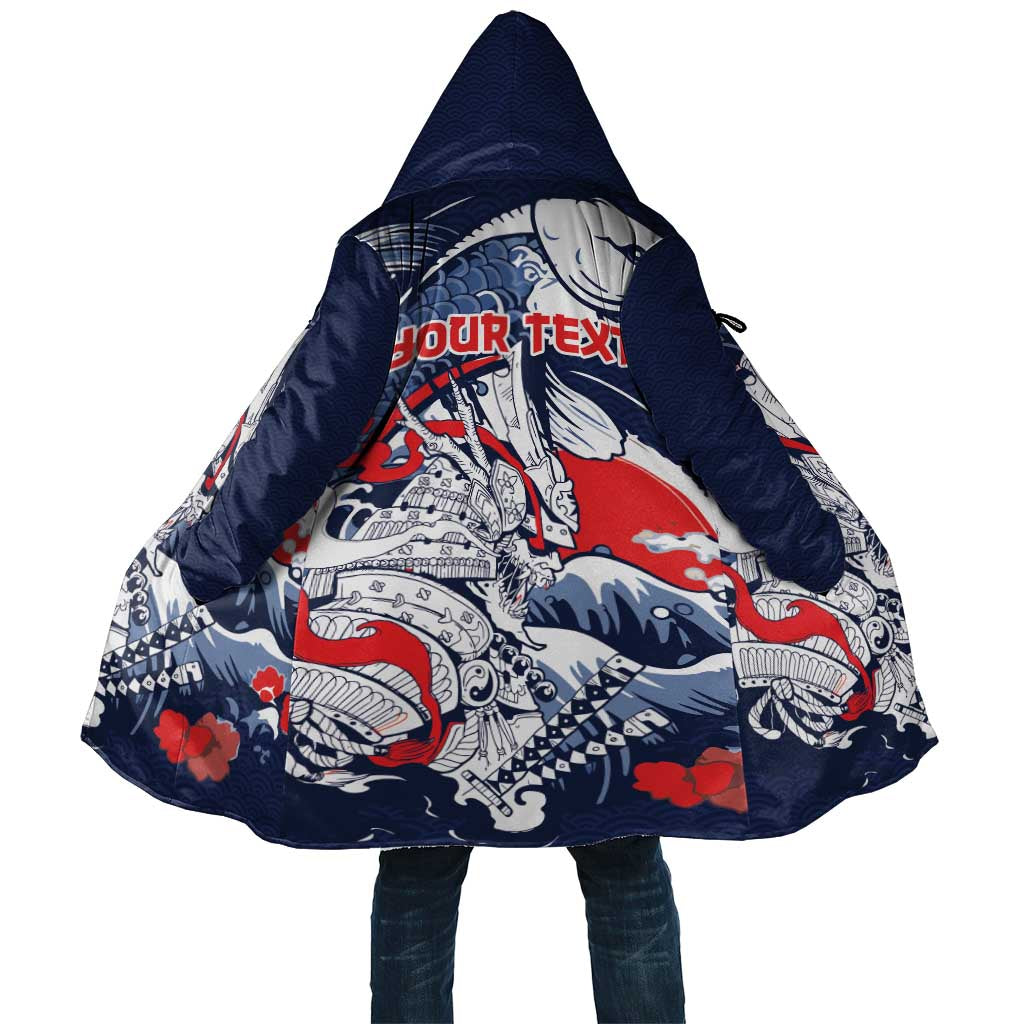 Personalized Football Japan Yatagarasu Cloak Blue Samurai Tsunami Wave Pattern