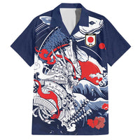Personalized Football Japan Yatagarasu Hawaiian Shirt Blue Samurai Tsunami Wave Pattern